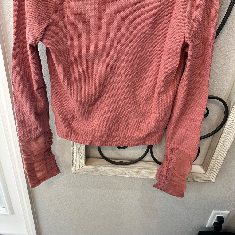 Free People Dusty Rose Ruched V-Neck Top - Picture 13 of 13